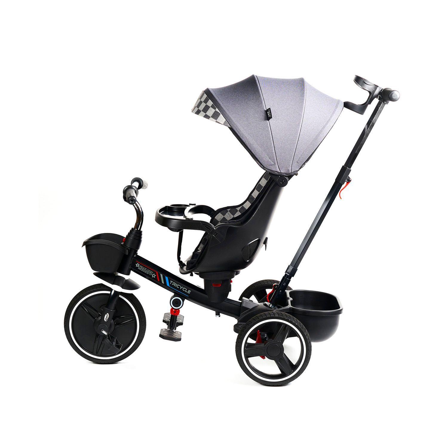 Triciclo Coche 4 En 1 Plegable Reclinable 360° Negro-1