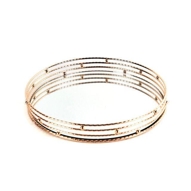Bandeja Decorativa Espejo Gold/ Centro de Mesa 38 cm-2