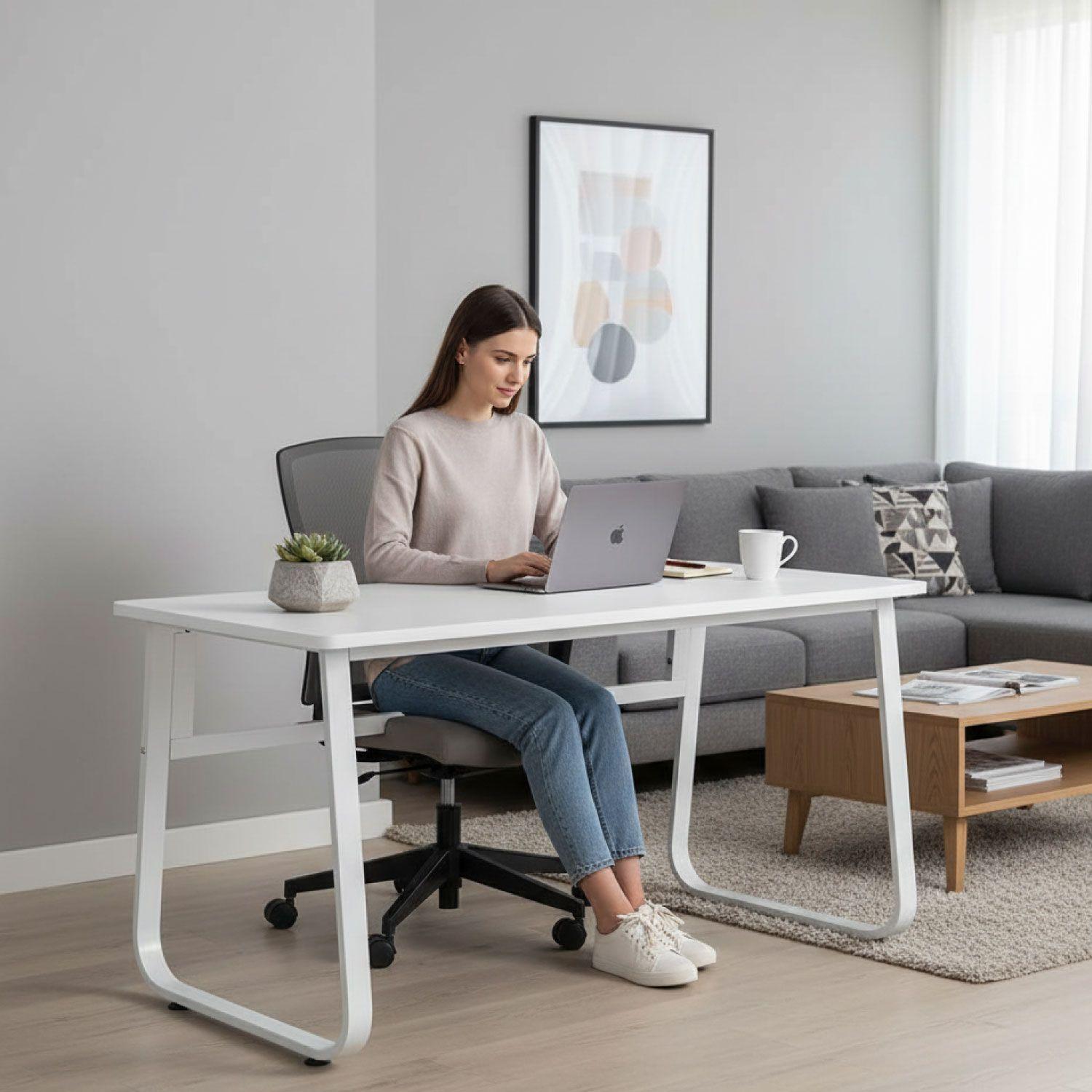 Escritorio Oficina Snow Round Leg Antideslizante 140cm-4