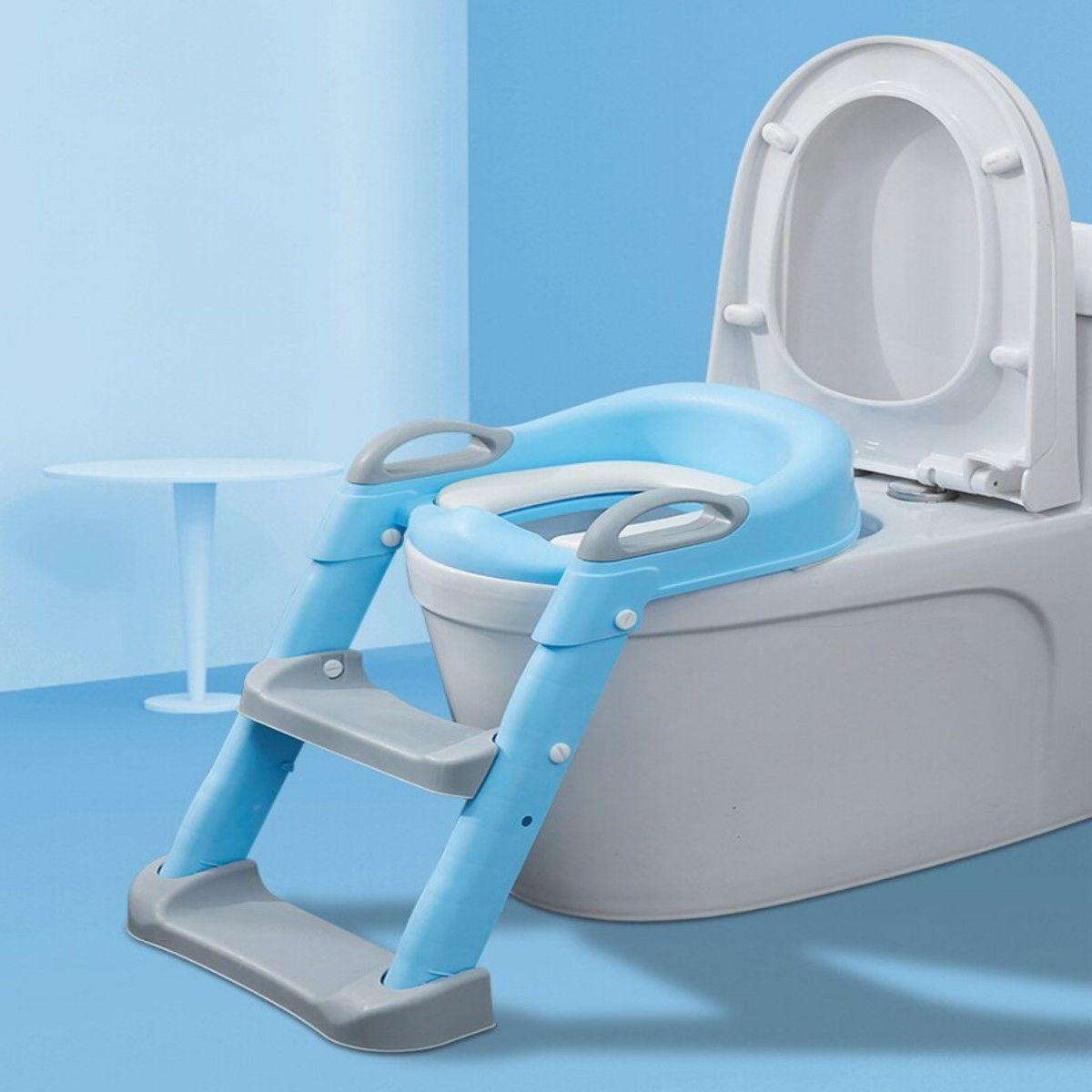 Asiento Adaptador De Baño, Escalera Pelela Niños Celeste-5
