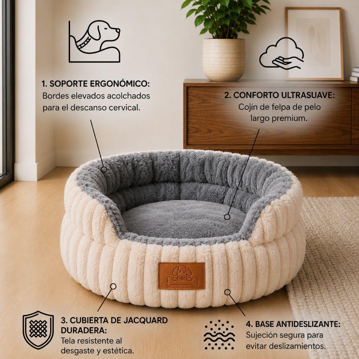 Cama Antiestres Ergonomica Antideslizante Mascotas 53cm-3