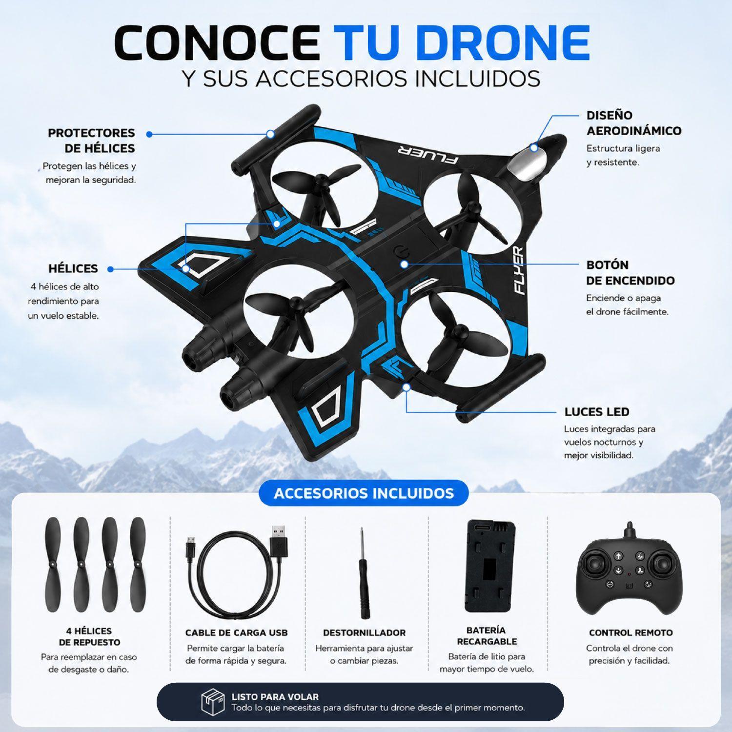 Avión Drone Juguete Control Remoto Batería Recargable-3