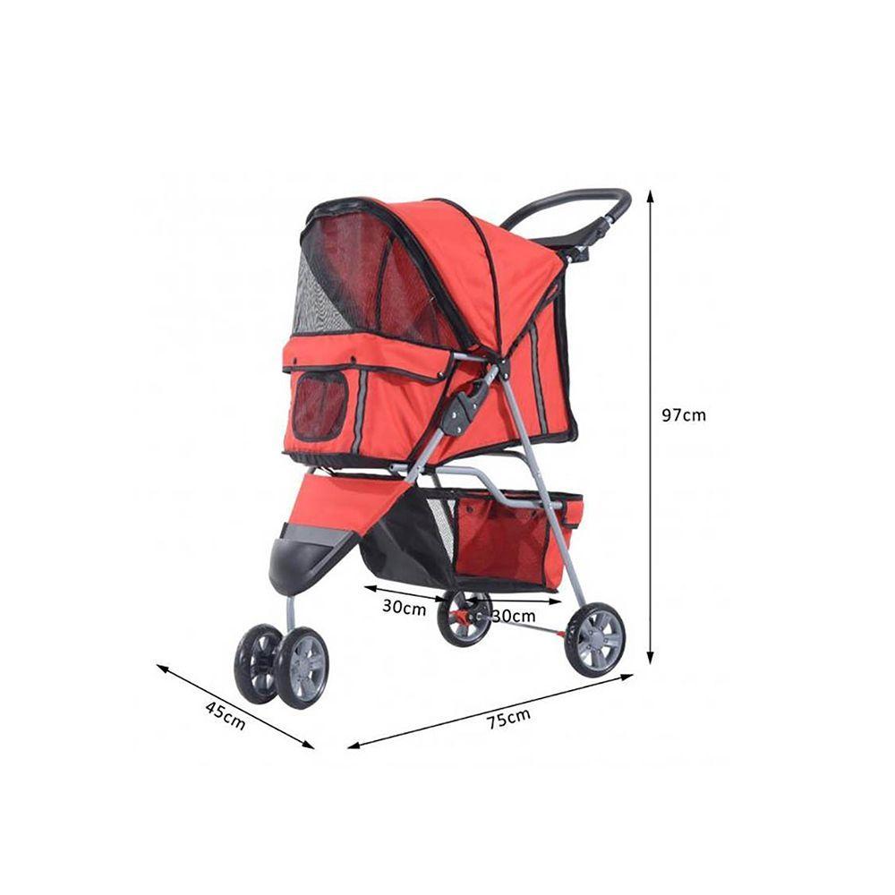 Coche Para Mascotas De 3 Ruedas Rojo-3