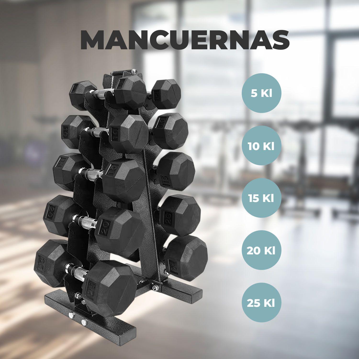Set Mancuernas 75 Kilos Hexagonales + Rack Profesional-3