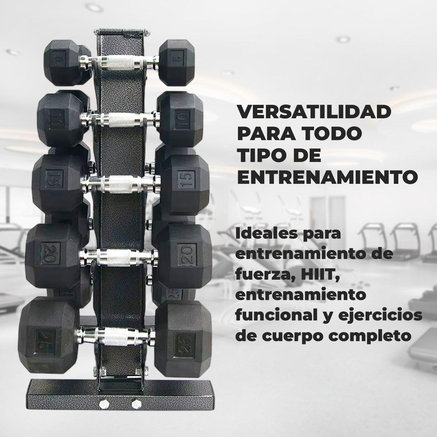 Set Mancuernas 75 Kilos Hexagonales + Rack Profesional-4