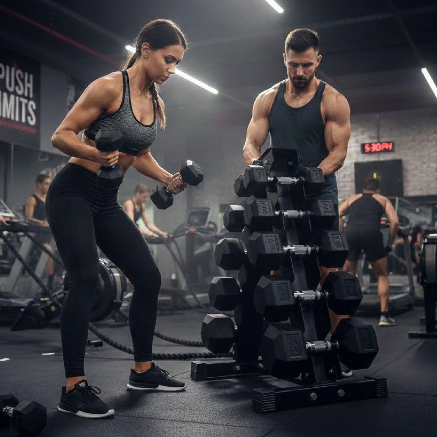 Set Mancuernas 75 Kilos Hexagonales + Rack Profesional-4