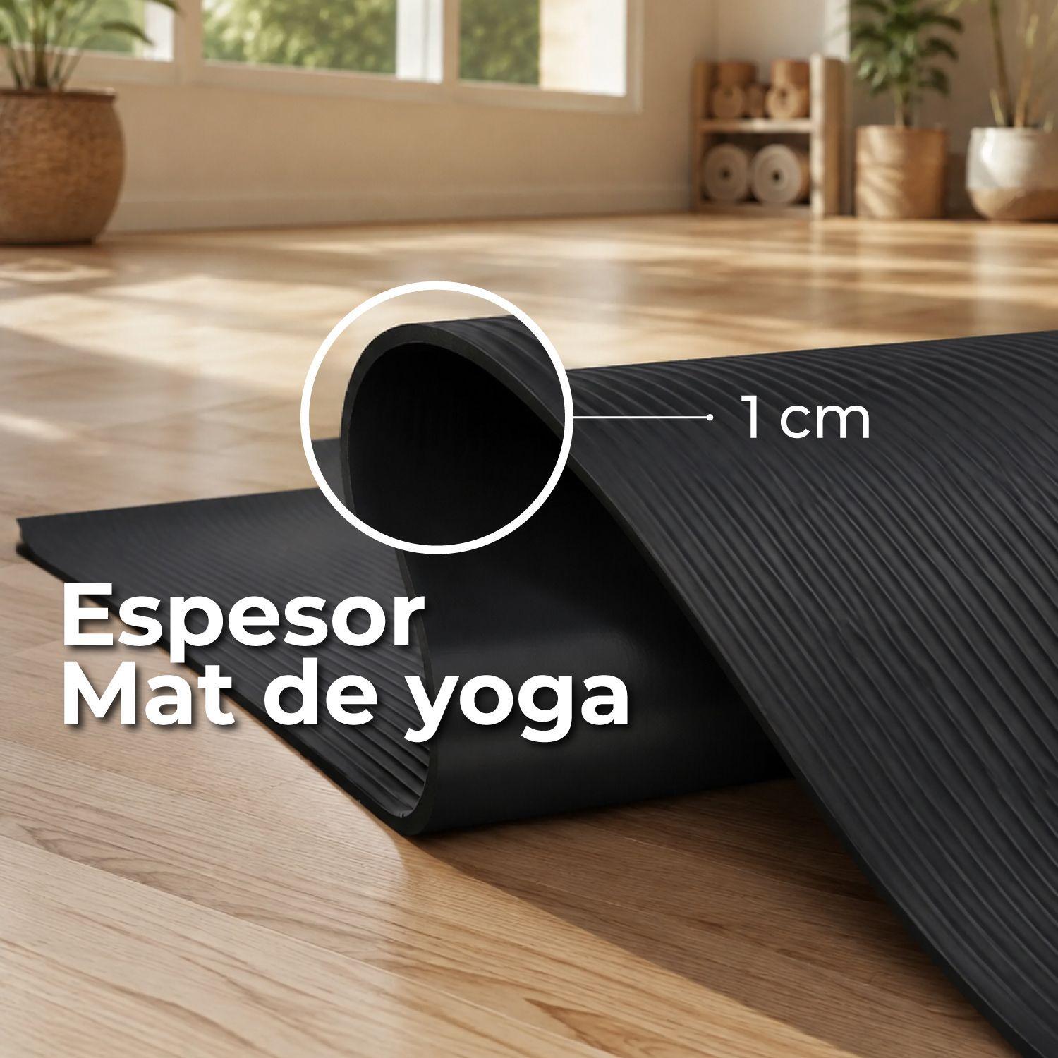 Mat Yoga Colchoneta 10 mm + Bolso y Correa Negro-5