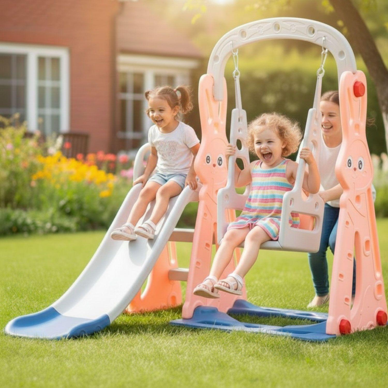 Resbalin Columpio 3 en 1 + Aro Basket, Centro de Juegos-4