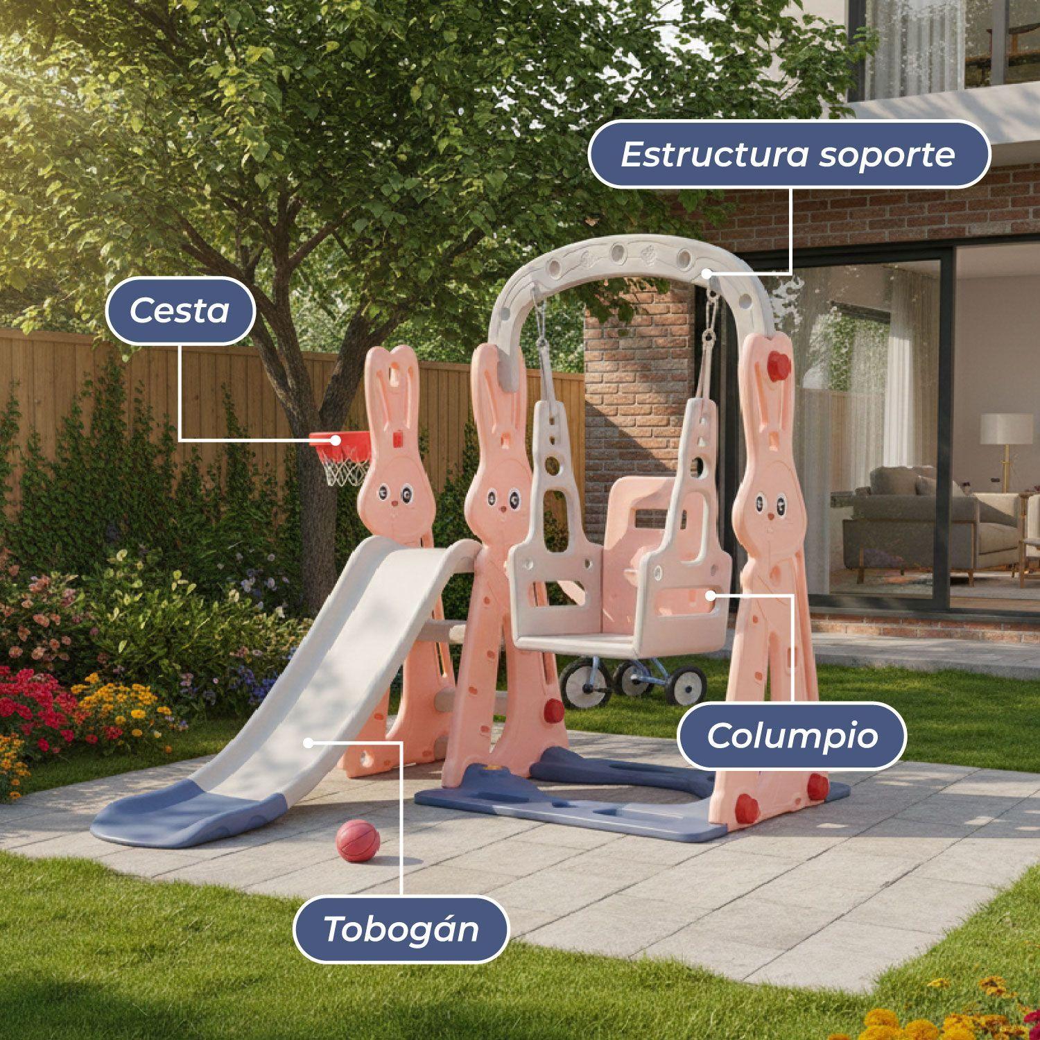 Resbalin Columpio 3 en 1 + Aro Basket, Centro de Juegos-5