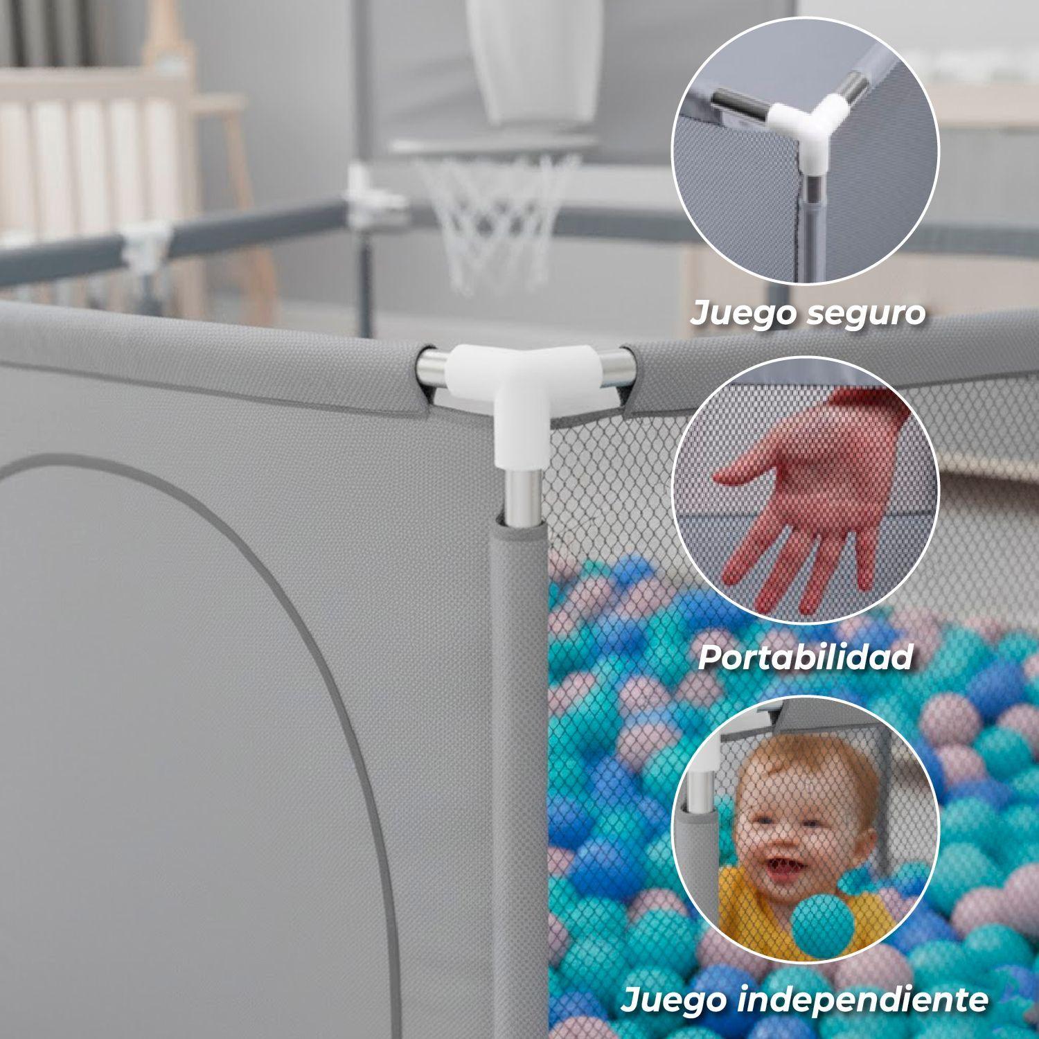Corral de Seguridad Bebe Con Aro 126x126 Cm. Gris-2