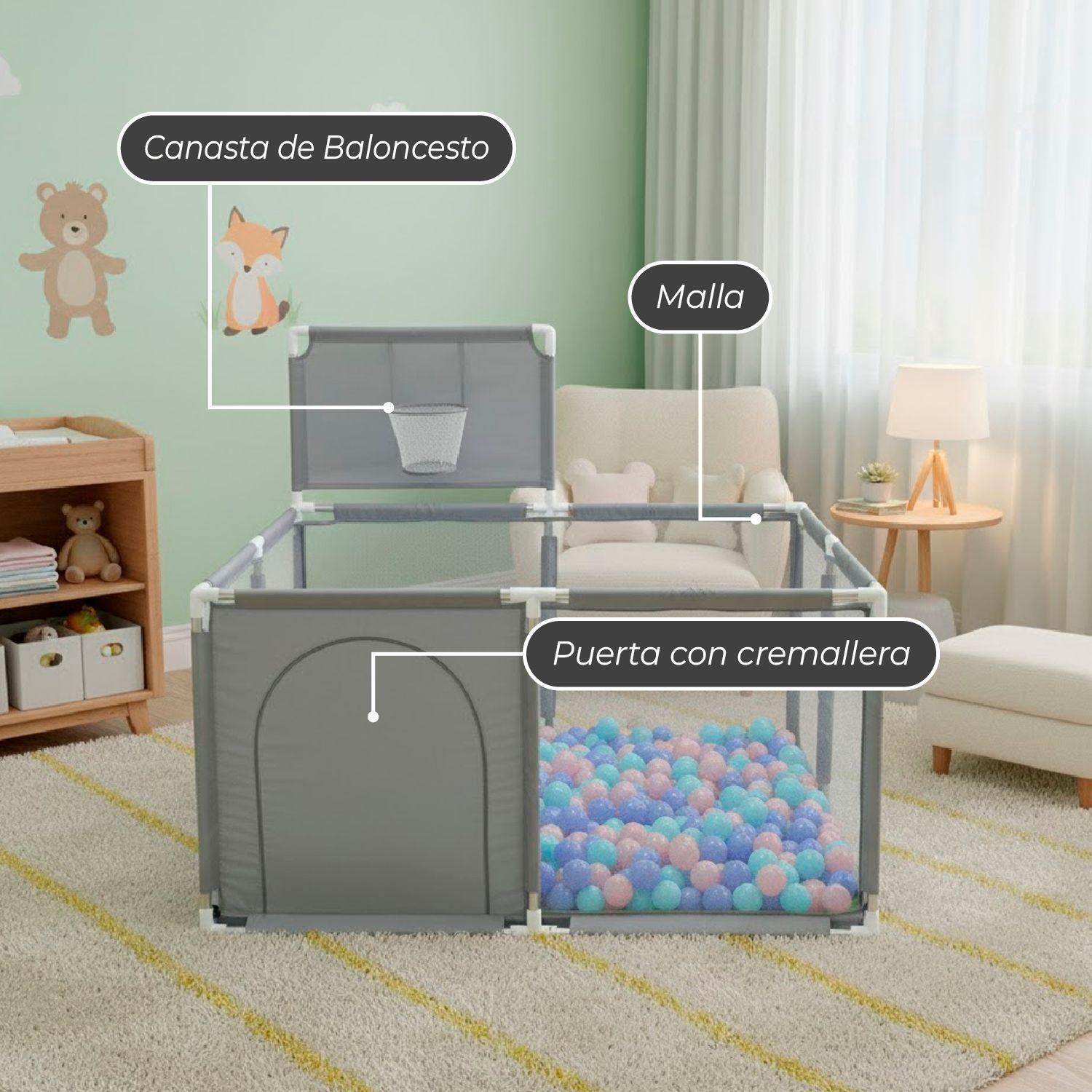 Corral de Seguridad Bebe Con Aro 126x126 Cm. Gris-4