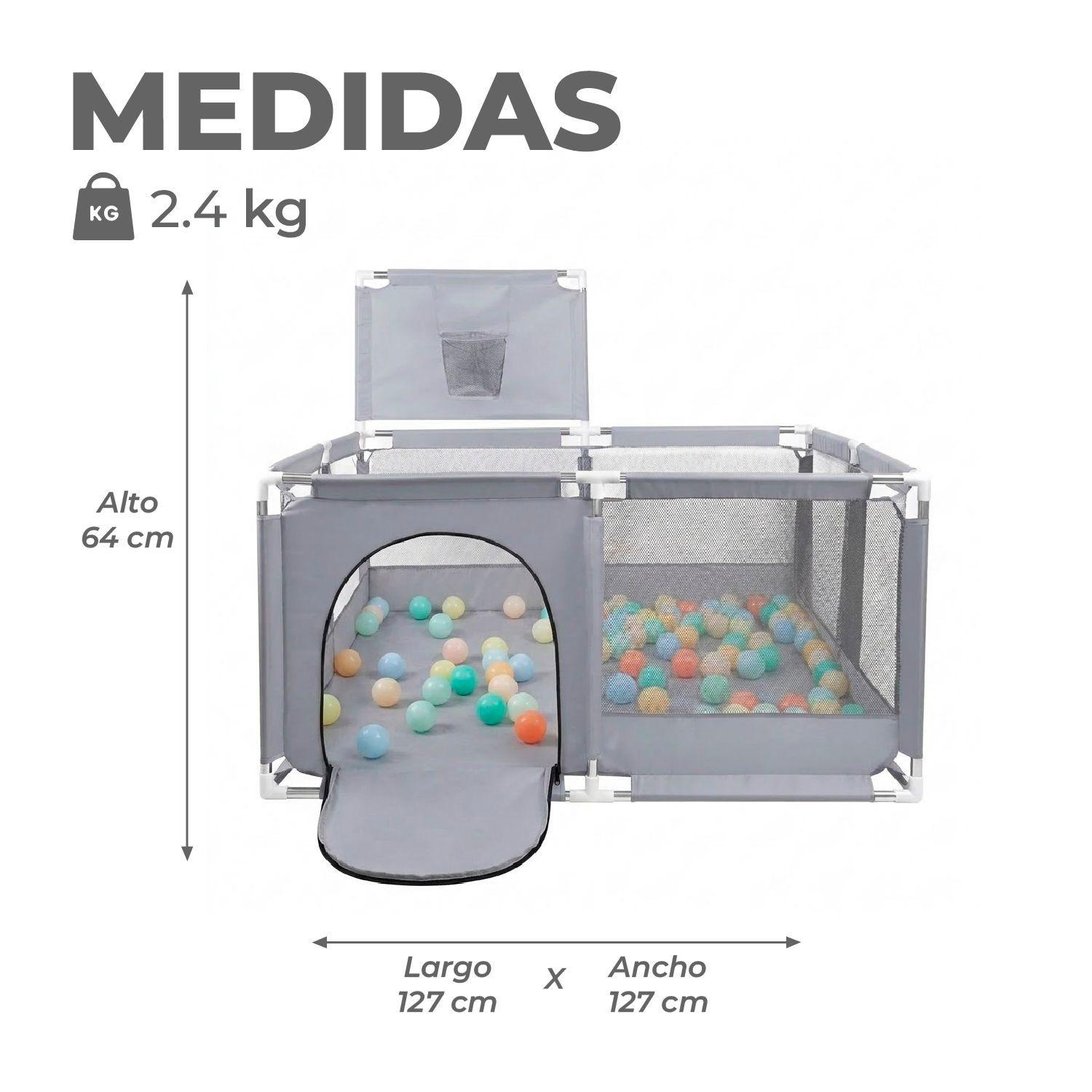 Corral de Seguridad Bebe Con Aro 126x126 Cm. Gris-2