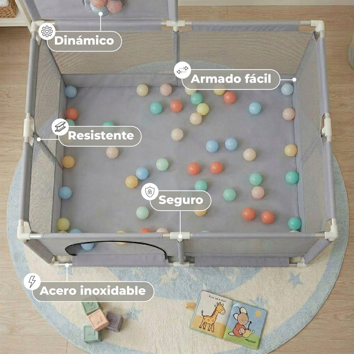 Corral de Seguridad Bebe Con Aro 126x126 Cm. Gris-3