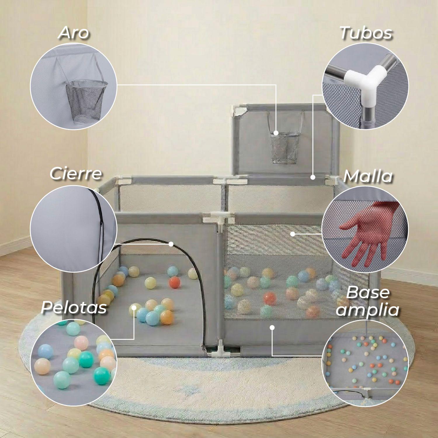 Corral de Seguridad Bebe Con Aro 126x126 Cm. Gris-5