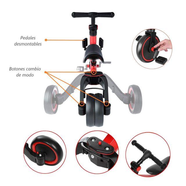 Triciclo Correpasillos Bicicleta de Aprendizaje Multiposiciones 3 En 1 Rojo-4
