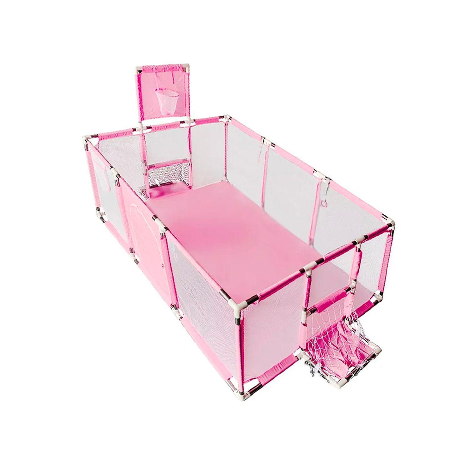 Corral de Seguridad Bebe 180cm Con Aro y Pelotitas Rosado-2