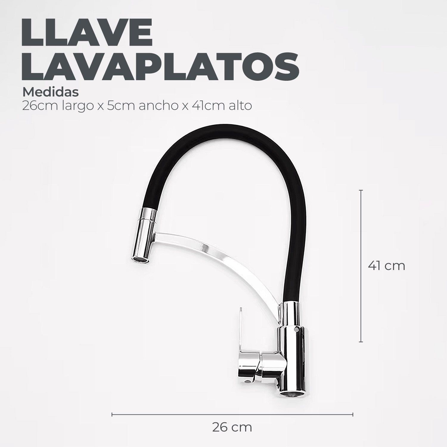 Llave Monomando Lavaplatos Cromada Flexible y Giratoria Deluxe-2