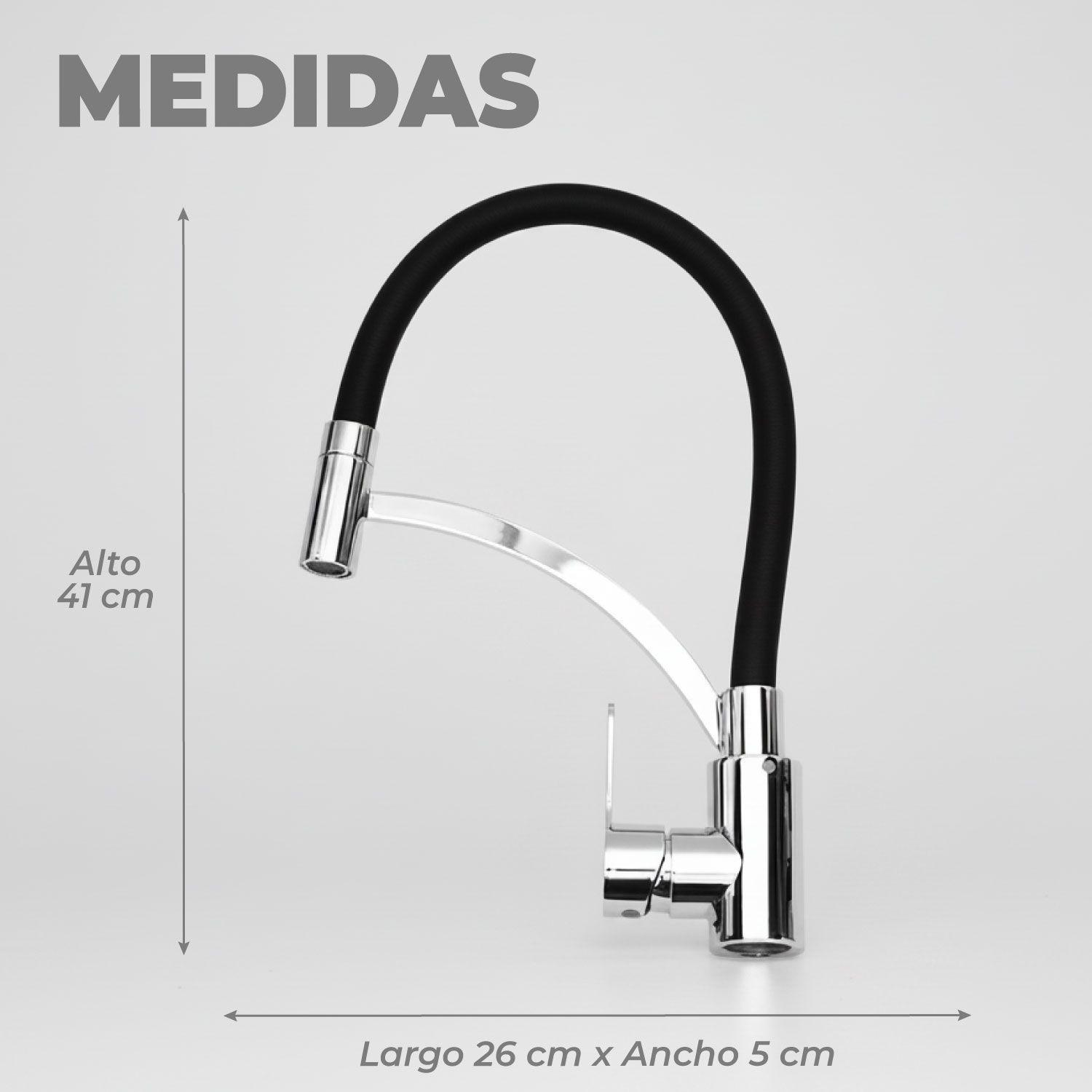 Llave Monomando Lavaplatos Cromada Flexible y Giratoria Deluxe-2