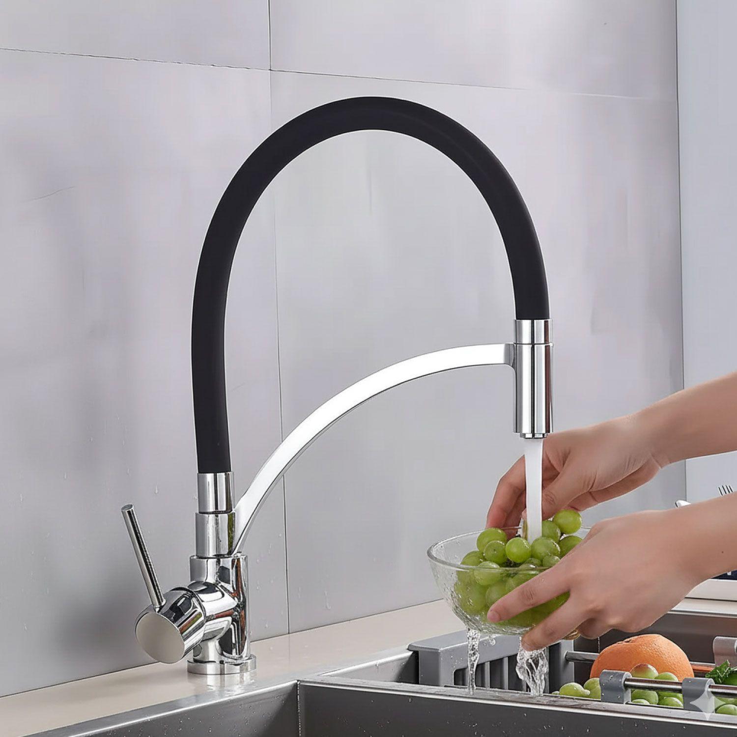 Llave Monomando Lavaplatos Cromada Flexible y Giratoria Deluxe-4