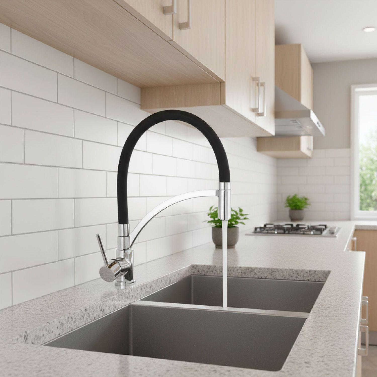 Llave Monomando Lavaplatos Cromada Flexible y Giratoria Deluxe-5