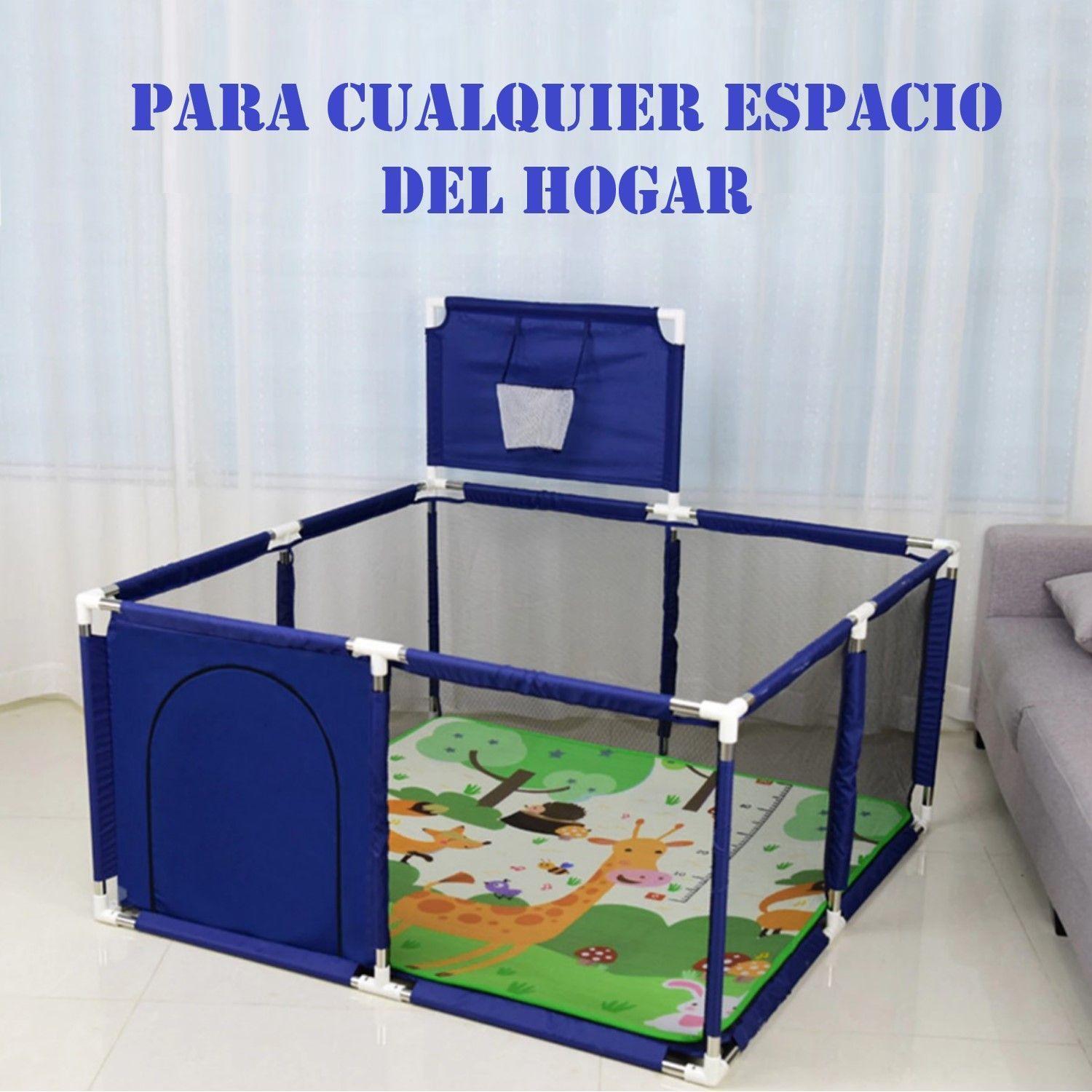 Corral de Seguridad Bebe 126cm Con Aro y Pelotitas Azul-5