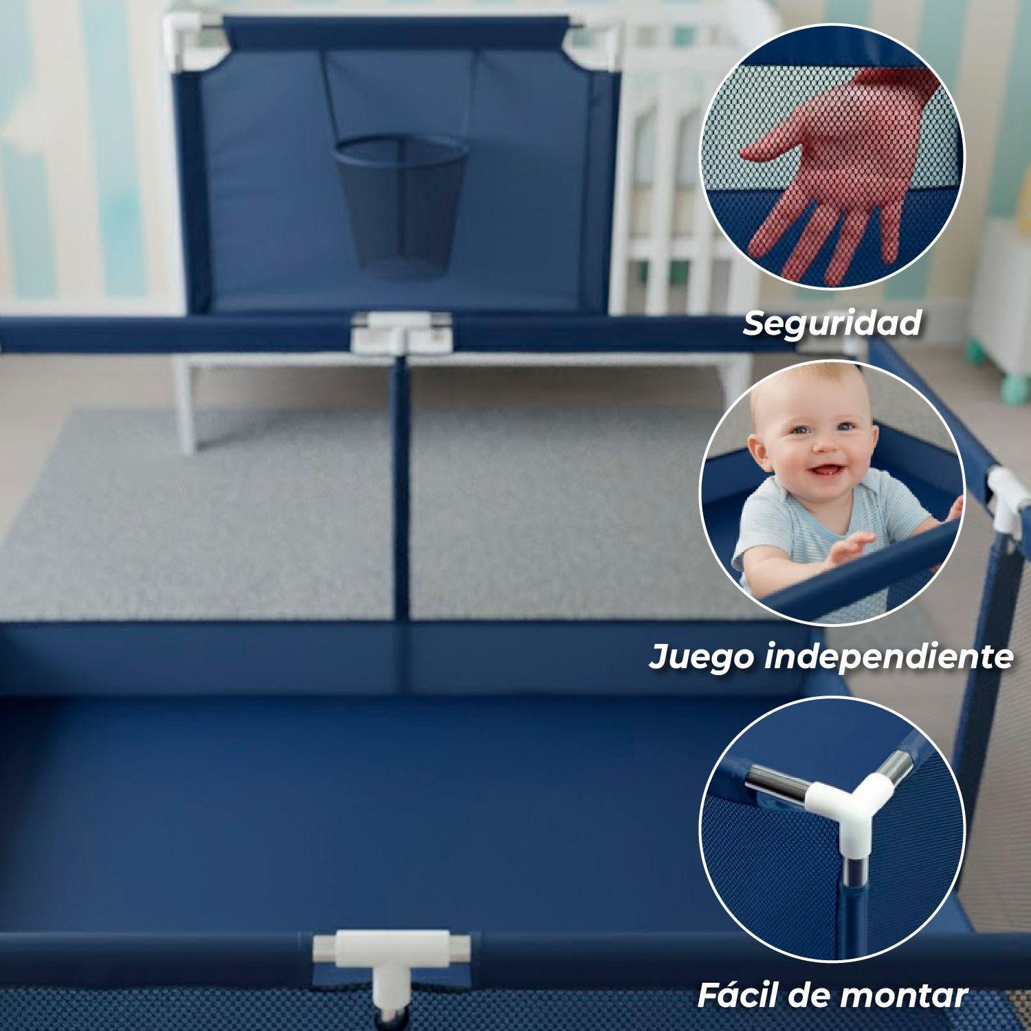 Corral de Seguridad Bebe 126cm Con Aro y Pelotitas Azul-2