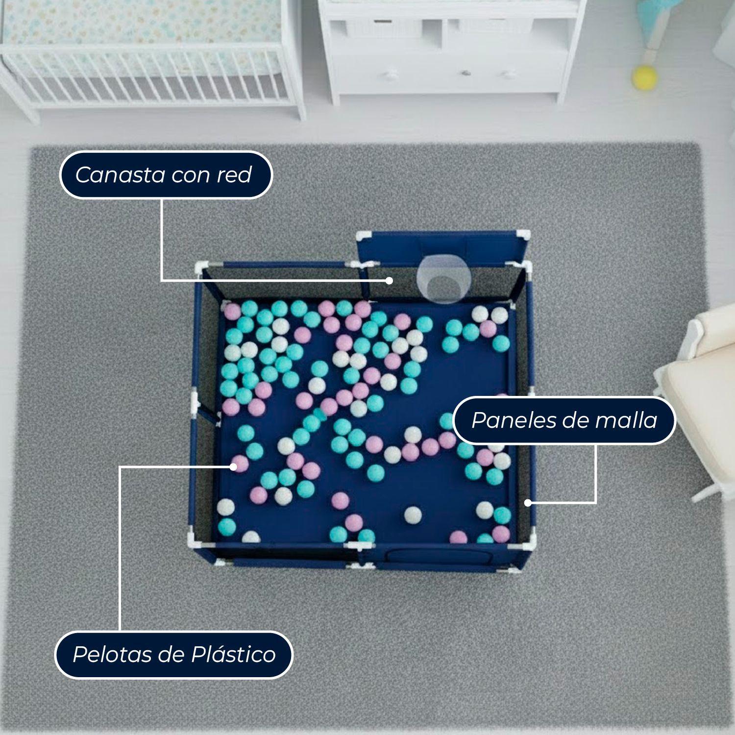 Corral de Seguridad Bebe 126cm Con Aro y Pelotitas Azul-4