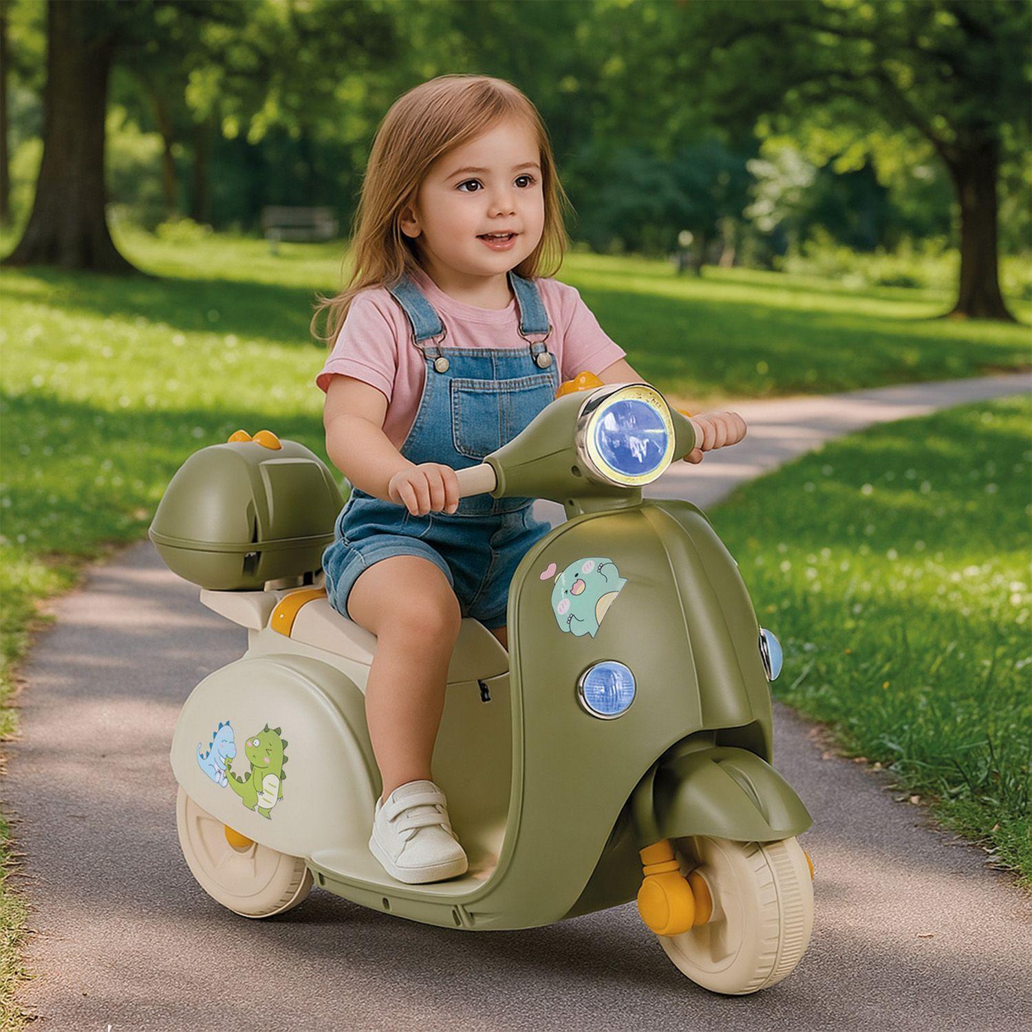 Moto Vespa Eléctrica Infantil DinoRide con Maletin -3