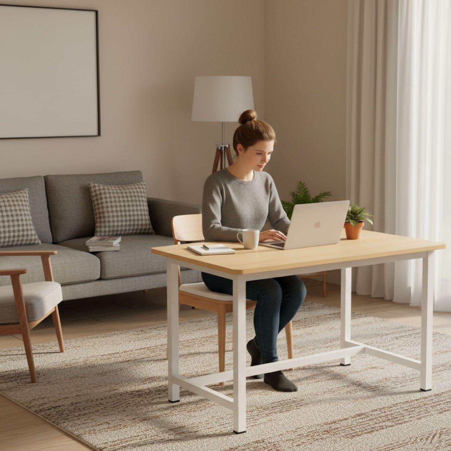 Escritorio Oficina Pata Metal Gruesa Antideslizante 120x75x60 Cm-4