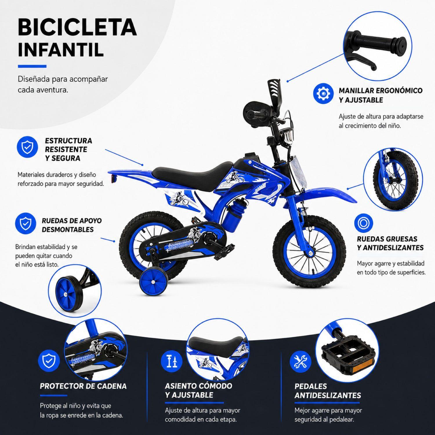 Bicicleta Aro16 Bicimoto Con Ruedas Estabilizadoras Infantil-3