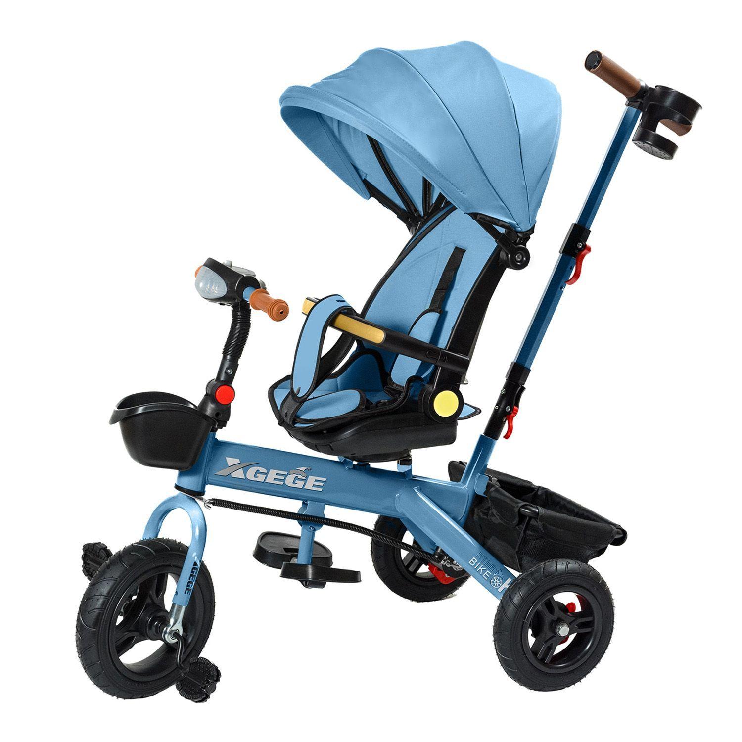 Coche Triciclo Paseo Con Foco 360º Reclinable 4 en 1-0