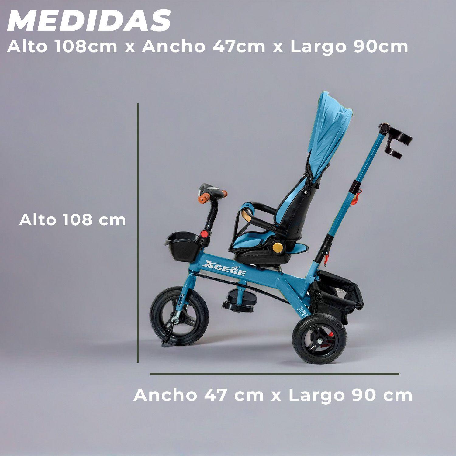 Coche Triciclo Paseo Con Foco 360º Reclinable 4 en 1-2