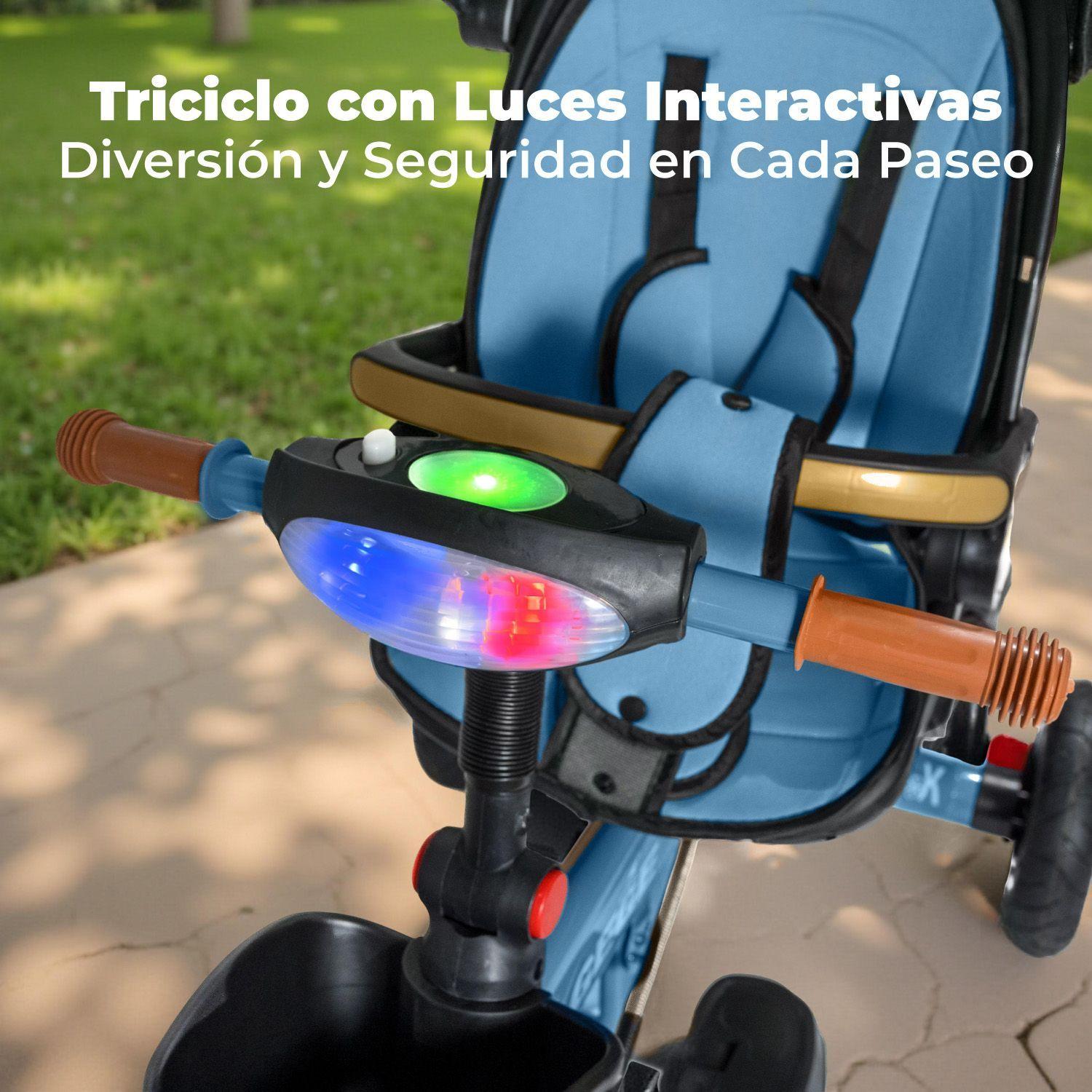Coche Triciclo Paseo Con Foco 360º Reclinable 4 en 1-4