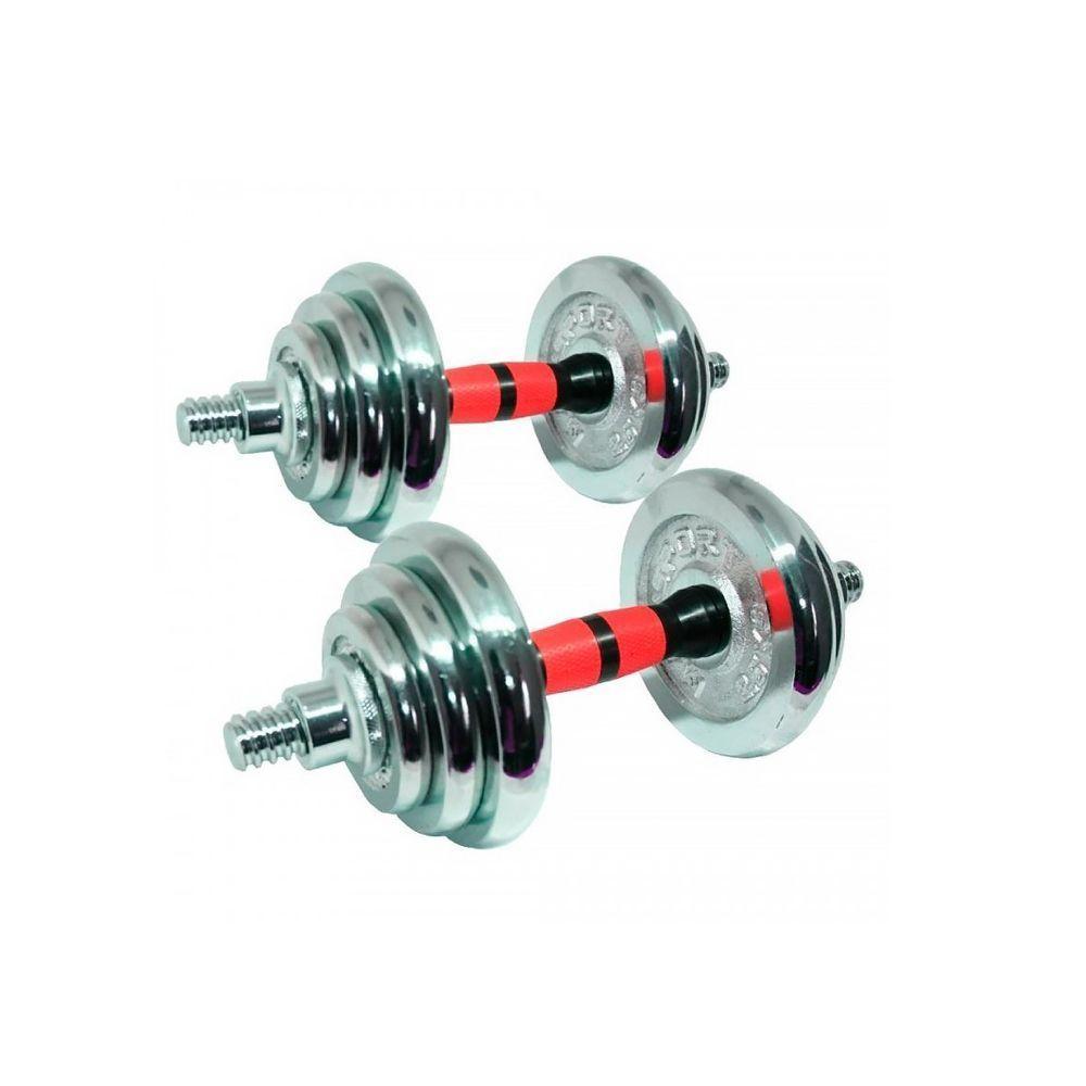 Juego Mancuernas 50 kg  Discos Cromados Barra y Maletin-1