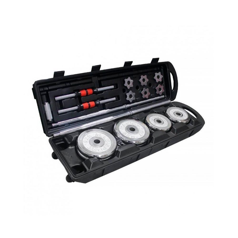 Juego Mancuernas 50 kg  Discos Cromados Barra y Maletin-2