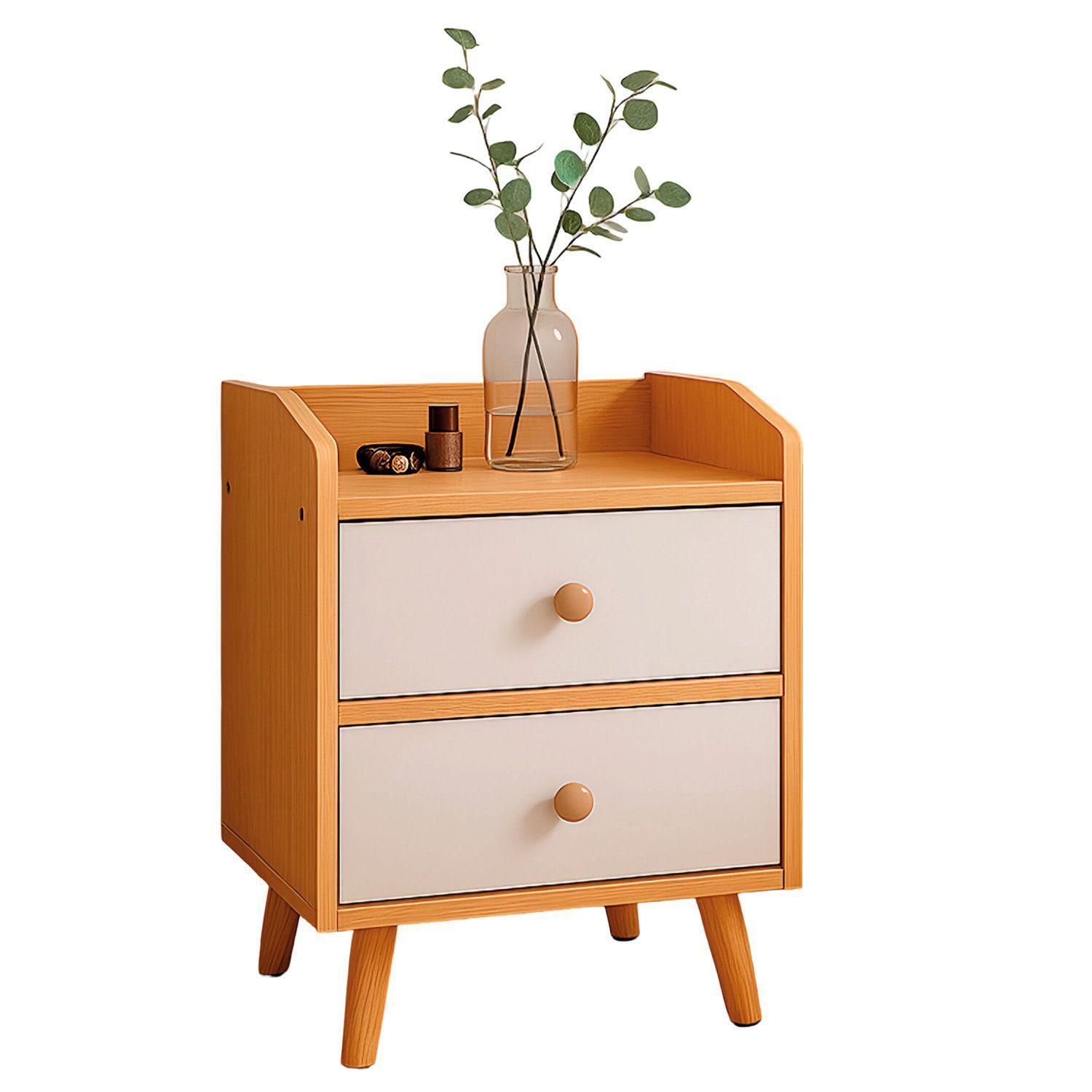 Velador Bicolor Nordico 2 Cajones 43x38x32 Cm-0
