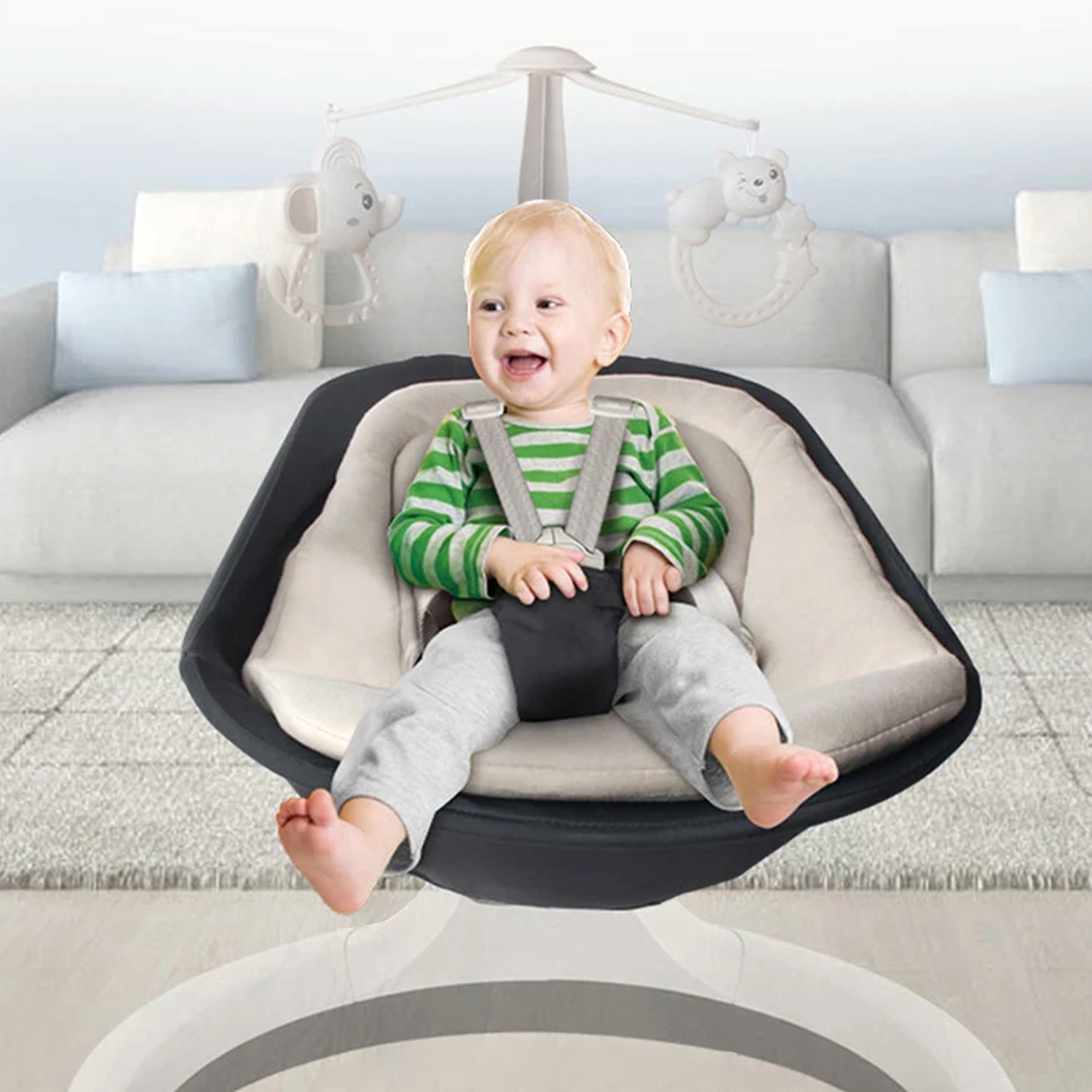 Silla Mecedora Inteligente para Bebé con Melodías Balanceo y Vibración-3