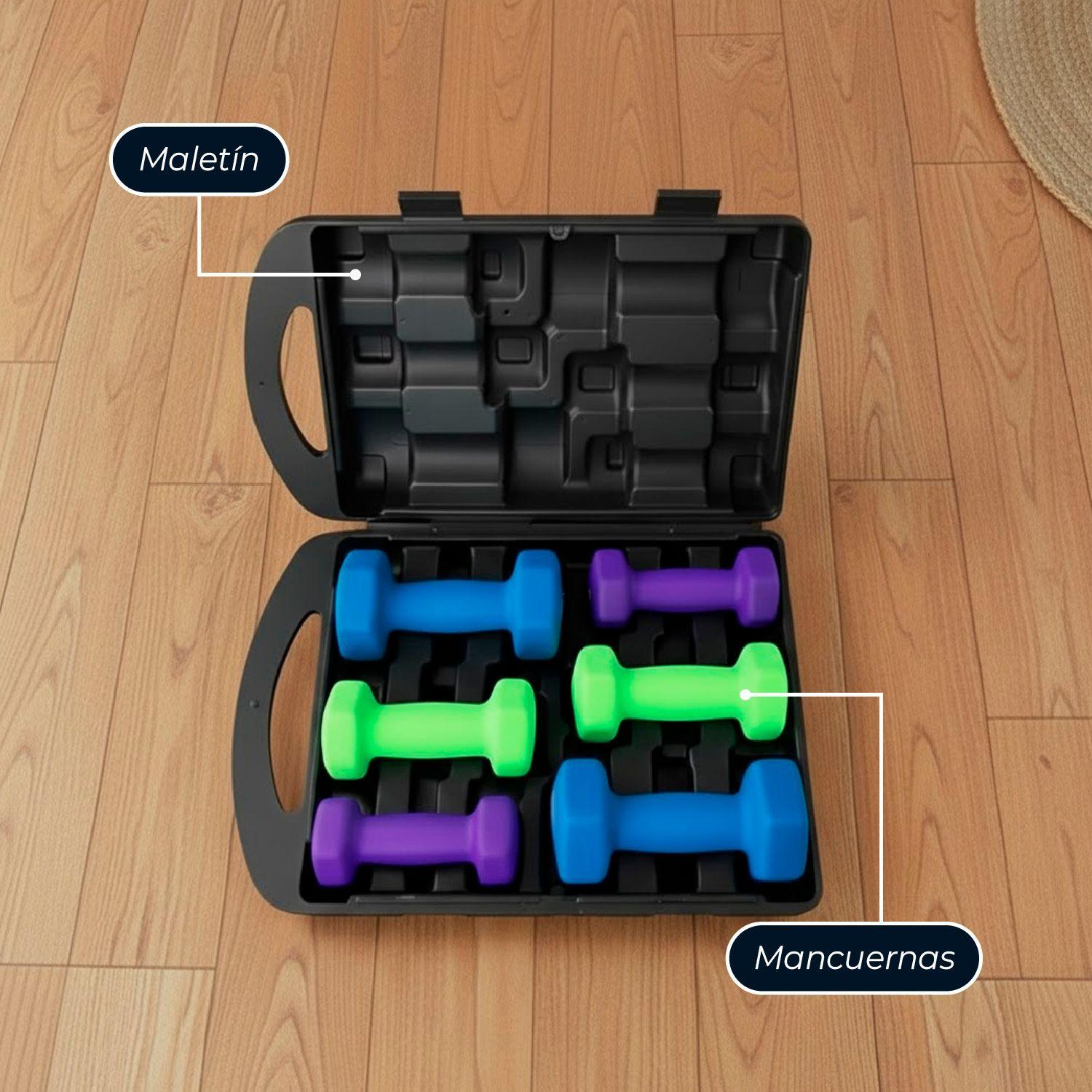 Set Mancuernas Hexagonales de 10 Kg + Maletin-4