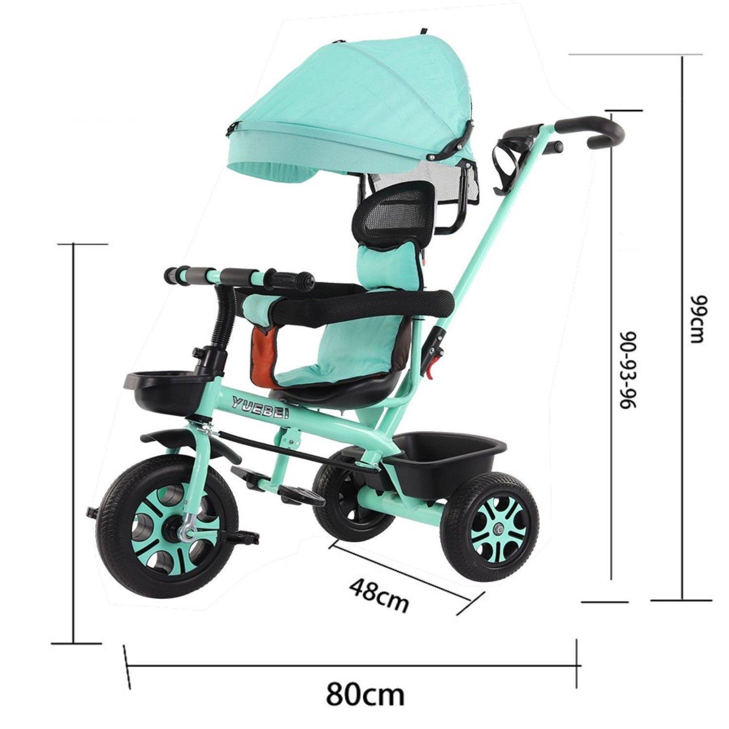Coche Triciclo Infantil 4 En 1 Verde-5