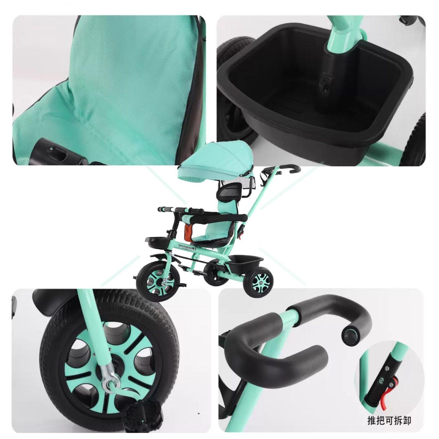 Coche Triciclo Infantil 4 En 1 Verde-7