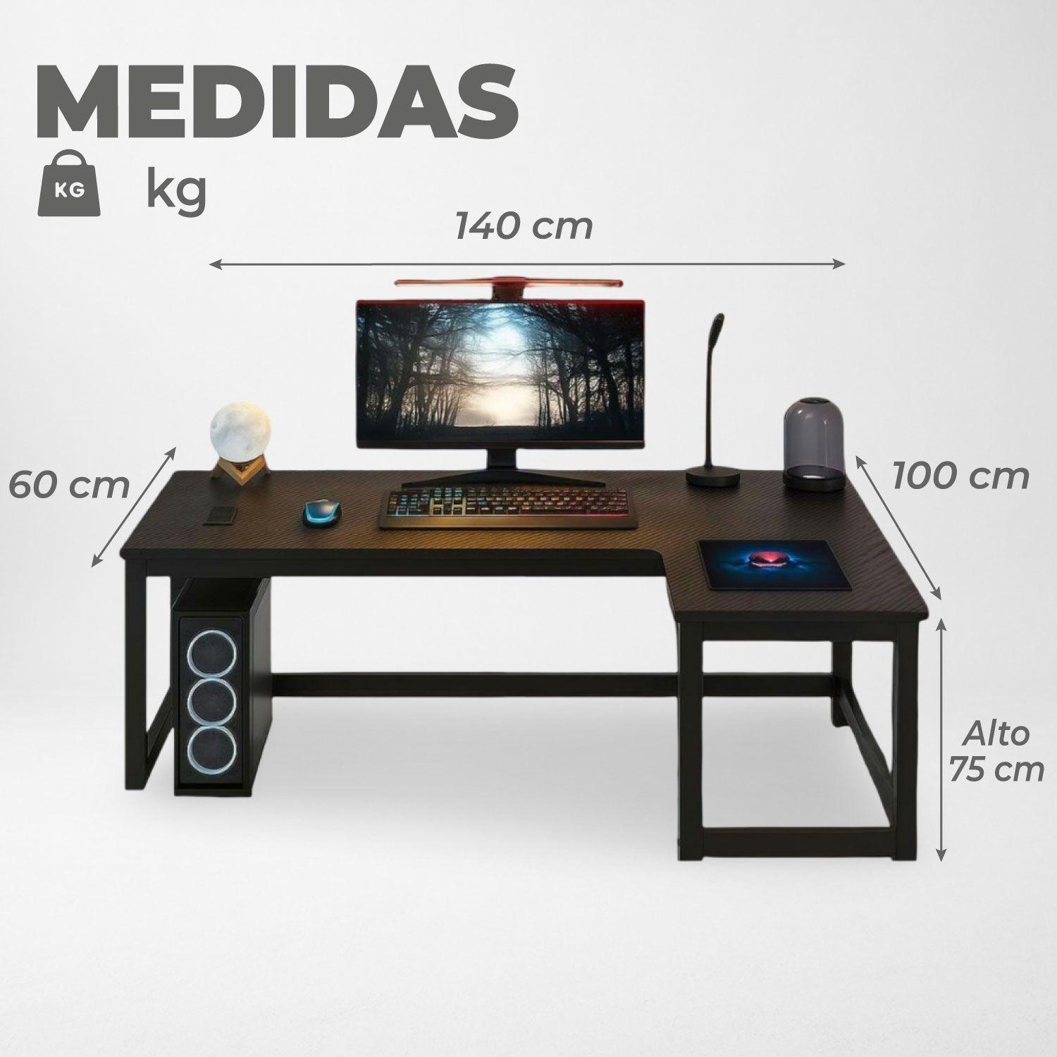 Escritorio Oficina Blacky L Derecho 140x100 cm-2