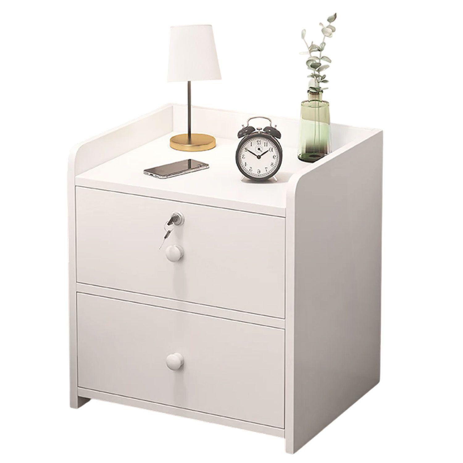 Velador Moderno 2 Cajones con Llave 40x32x26 Cm-0
