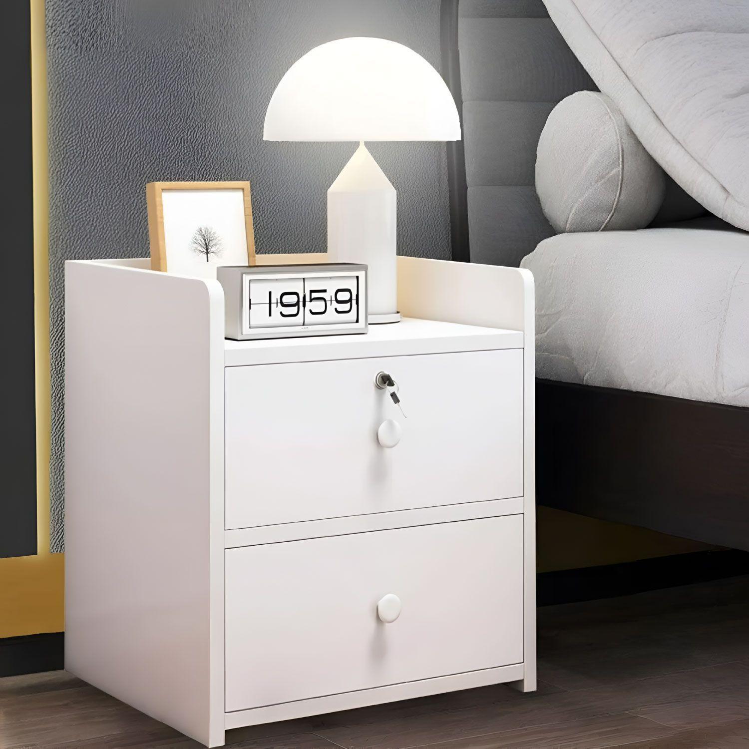 Velador Moderno 2 Cajones con Llave 40x32x26 Cm-1