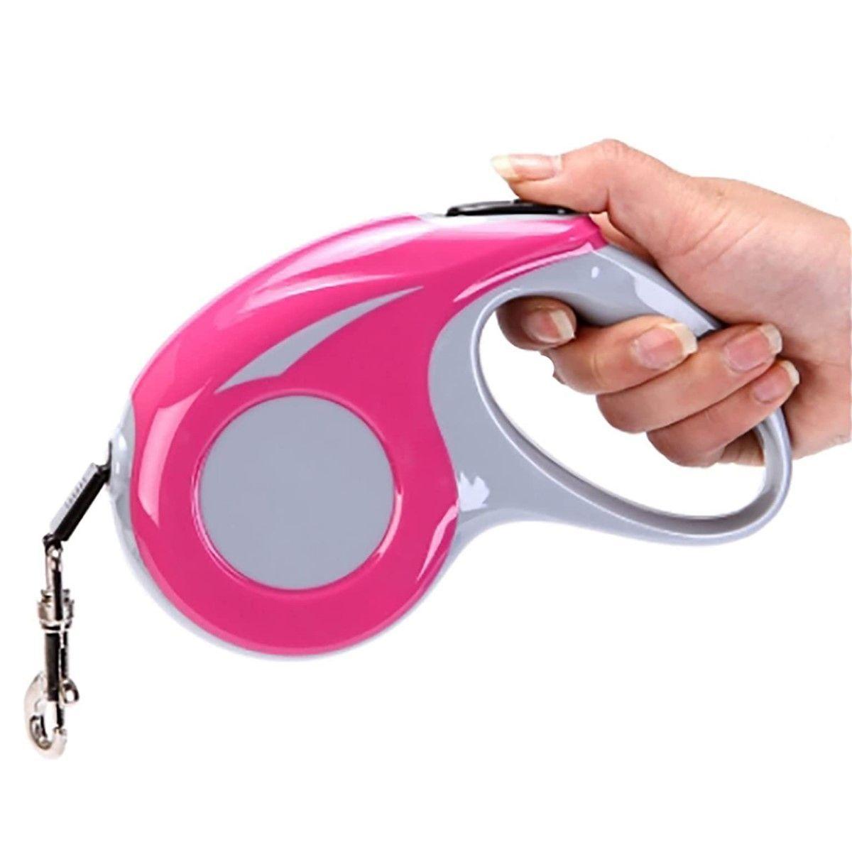 Correa Retractil Flexible 5 Metros Rosado-1