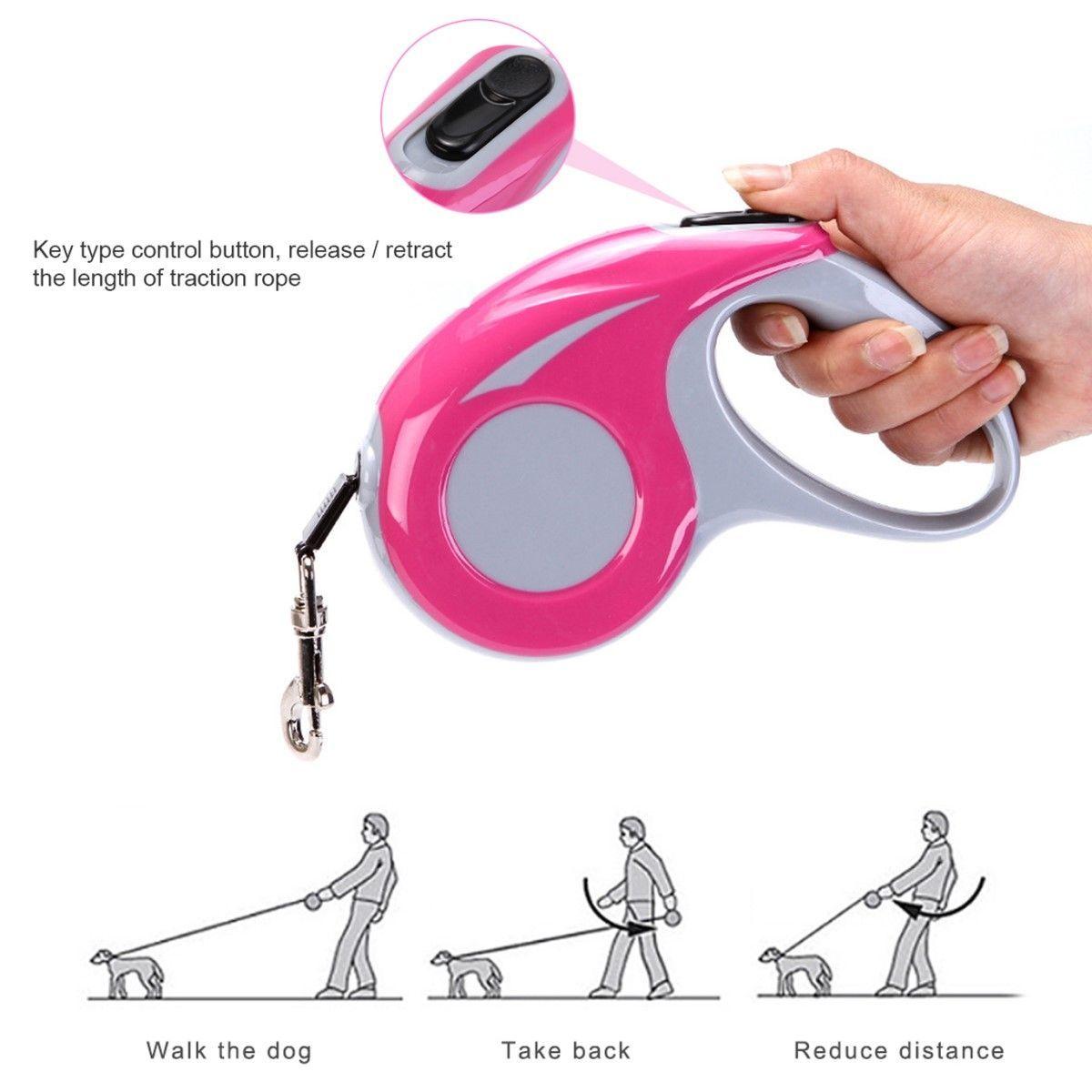 Correa Retractil Flexible 5 Metros Rosado-3