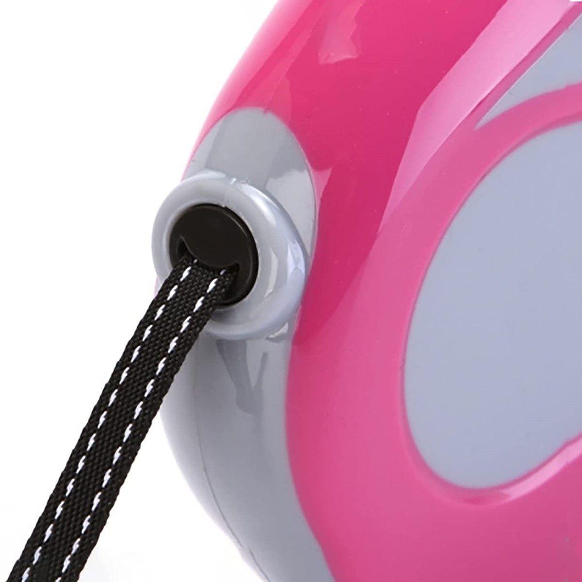 Correa Retractil Flexible 5 Metros Rosado-5