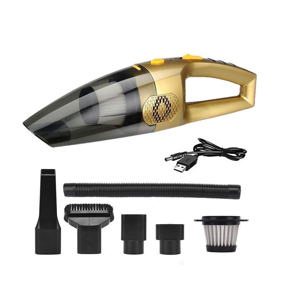 Aspiradora Inalambrica Portatil Para Auto Y Pieza + Accesorios Dorada-1