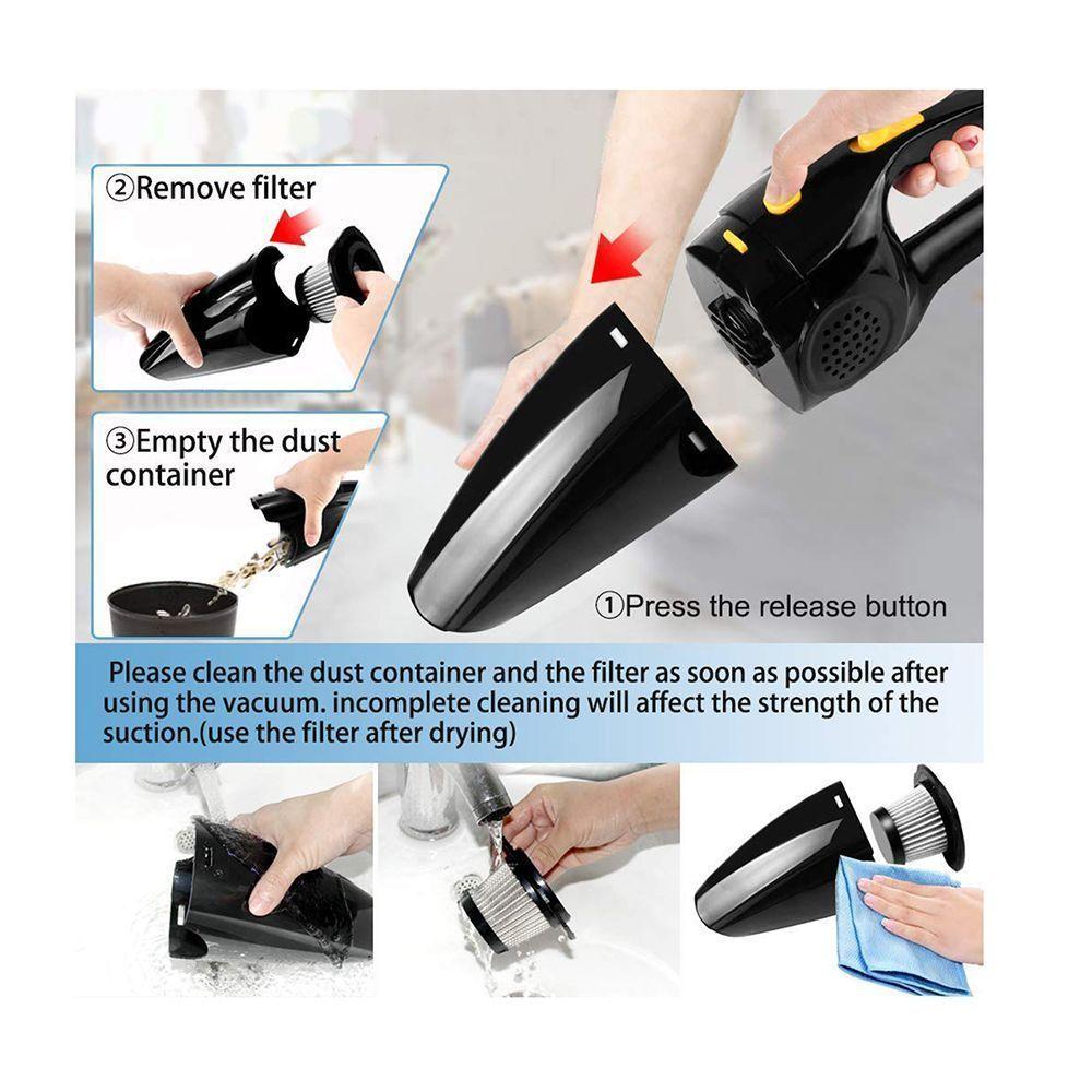 Aspiradora Inalambrica Portatil Para Auto Y Pieza + Accesorios Dorada-6