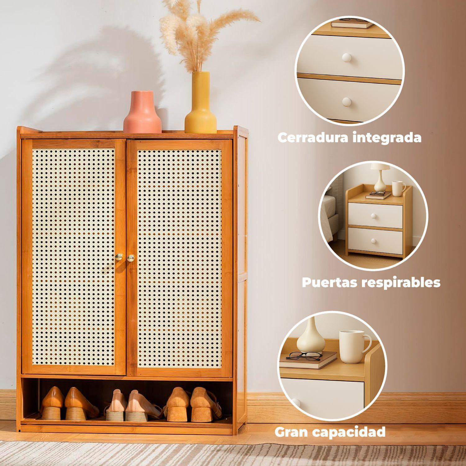 Zapatero Organizador Almacenamiento Armario Con Puertas-3