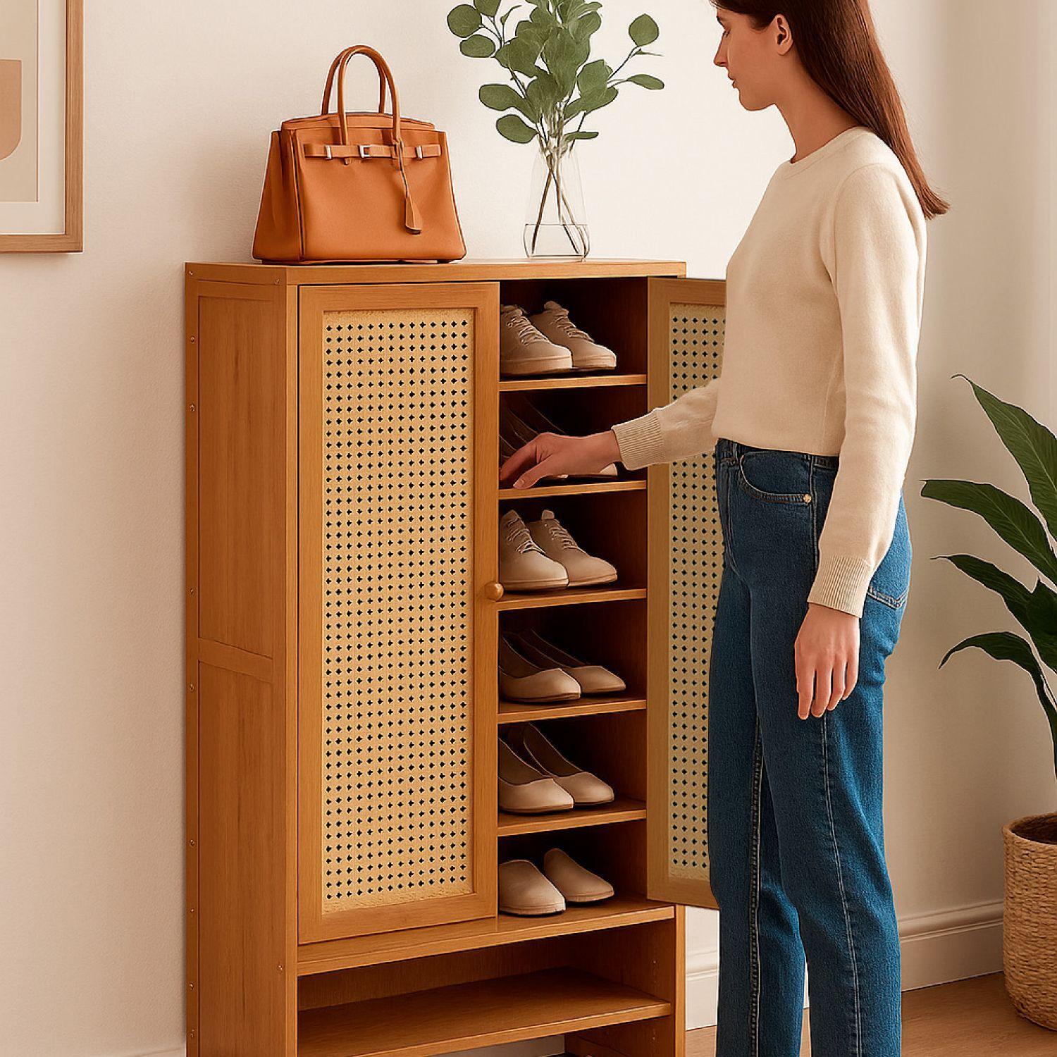 Zapatero Organizador Almacenamiento Armario Con Puertas-4